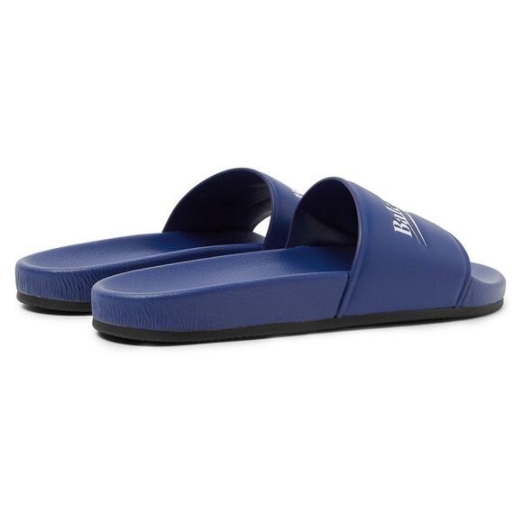 Balenciaga Blue Leather Campaign Logo Slide Pool Sandal Flip Flop Flat 44 11 main image 10